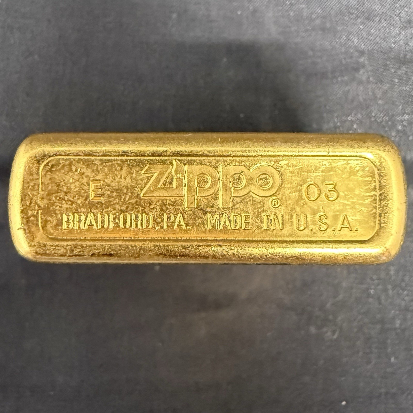 Zippo Solid Brass Lighter Unused May 2003 E03 Bradford USA