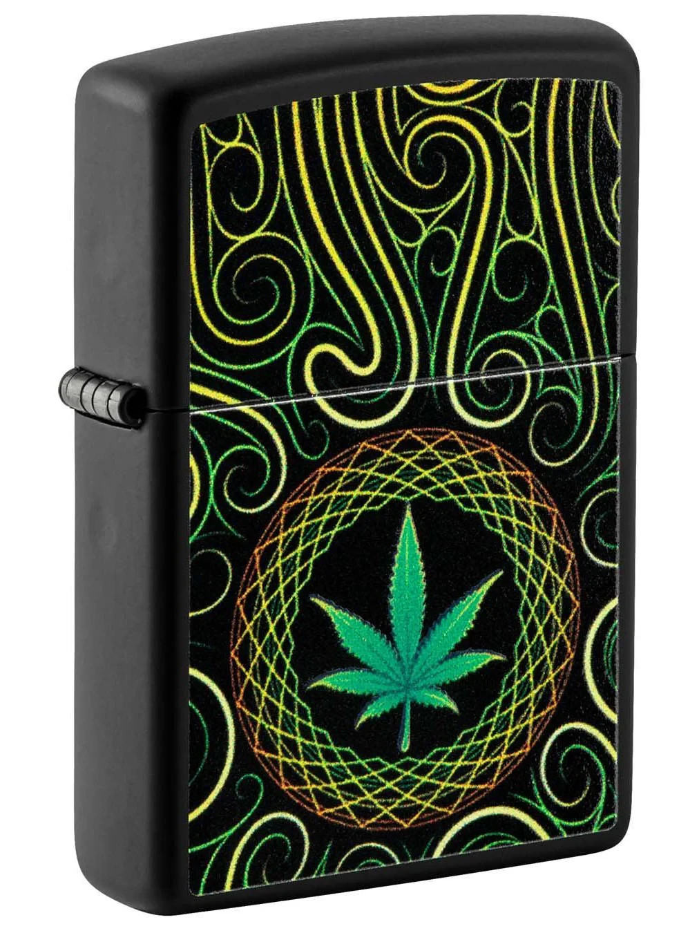 Zippo 49915, Cannabis Leaf, Classic Black Matte Lighter, Full Size, NEW