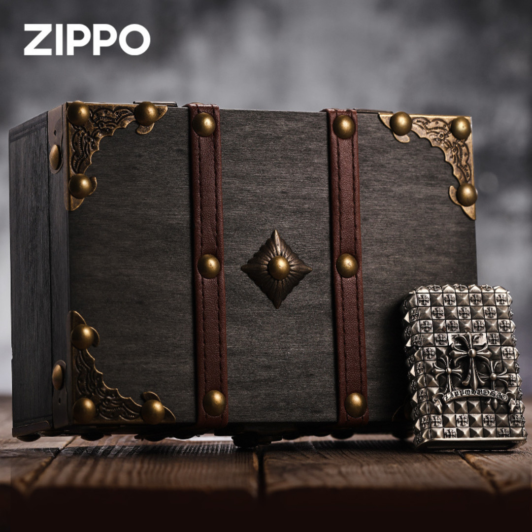 Zippo Silver Heavy Armor Cross Lighter – Engraved Windproof Design