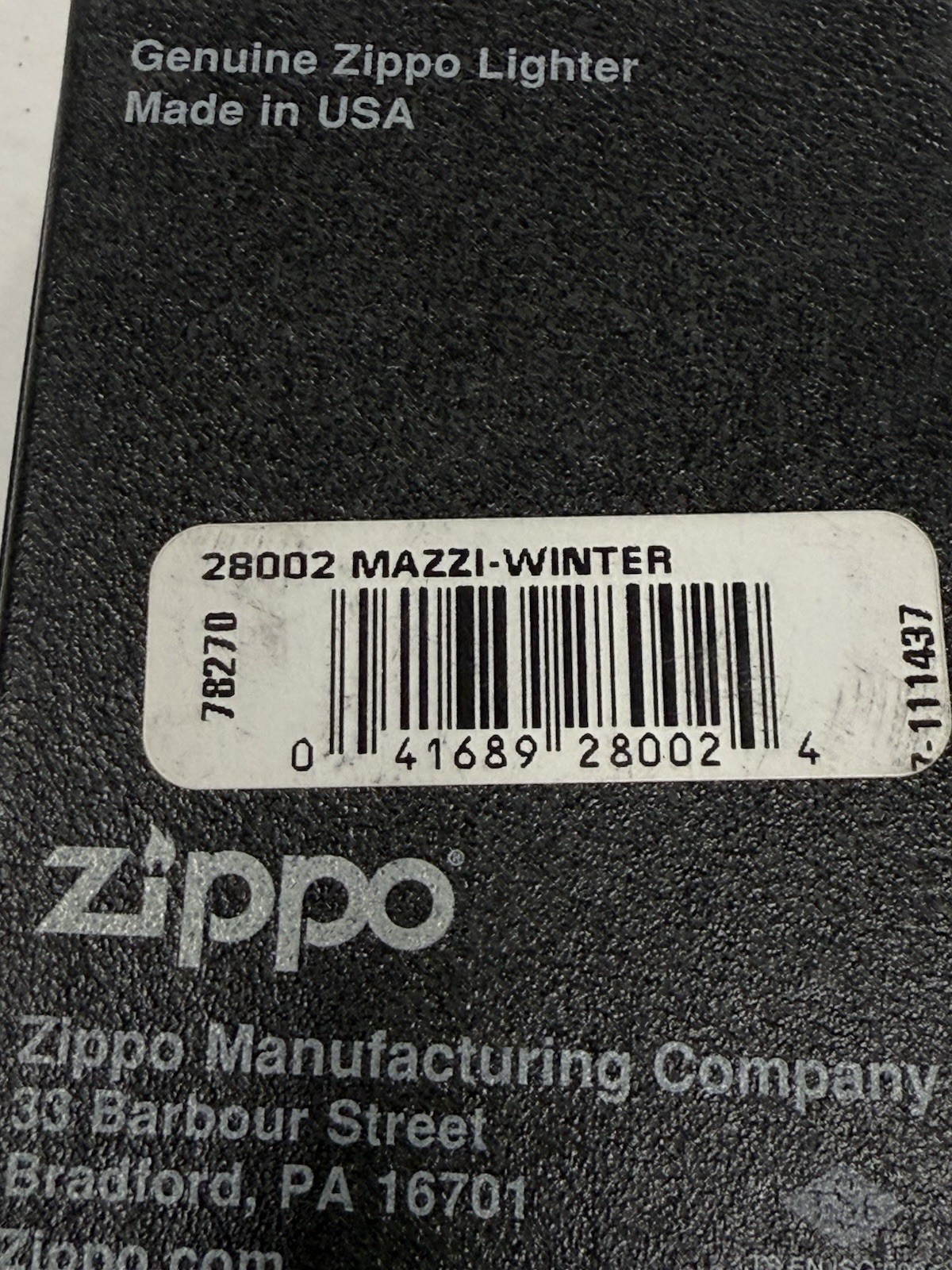 ZIPPO 2012 MAZZI WINTER WOLVES LIGHTER UNFIRED IN BOX B418