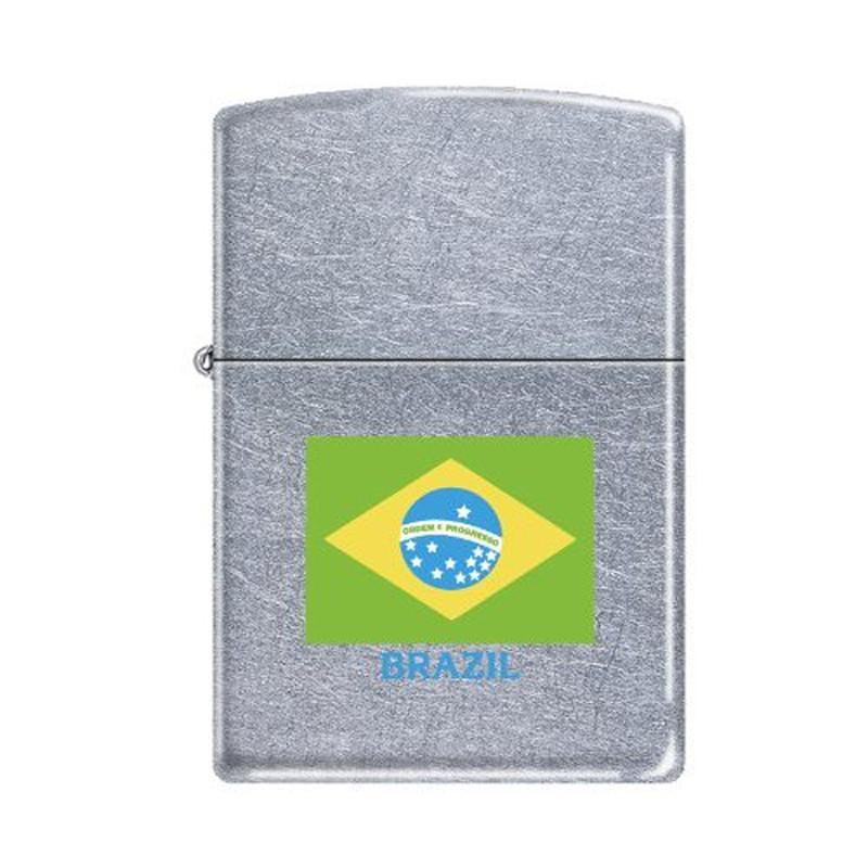 Zippo AD221 Classic Brazilian Patriotic Flag Street Chrome Lighter