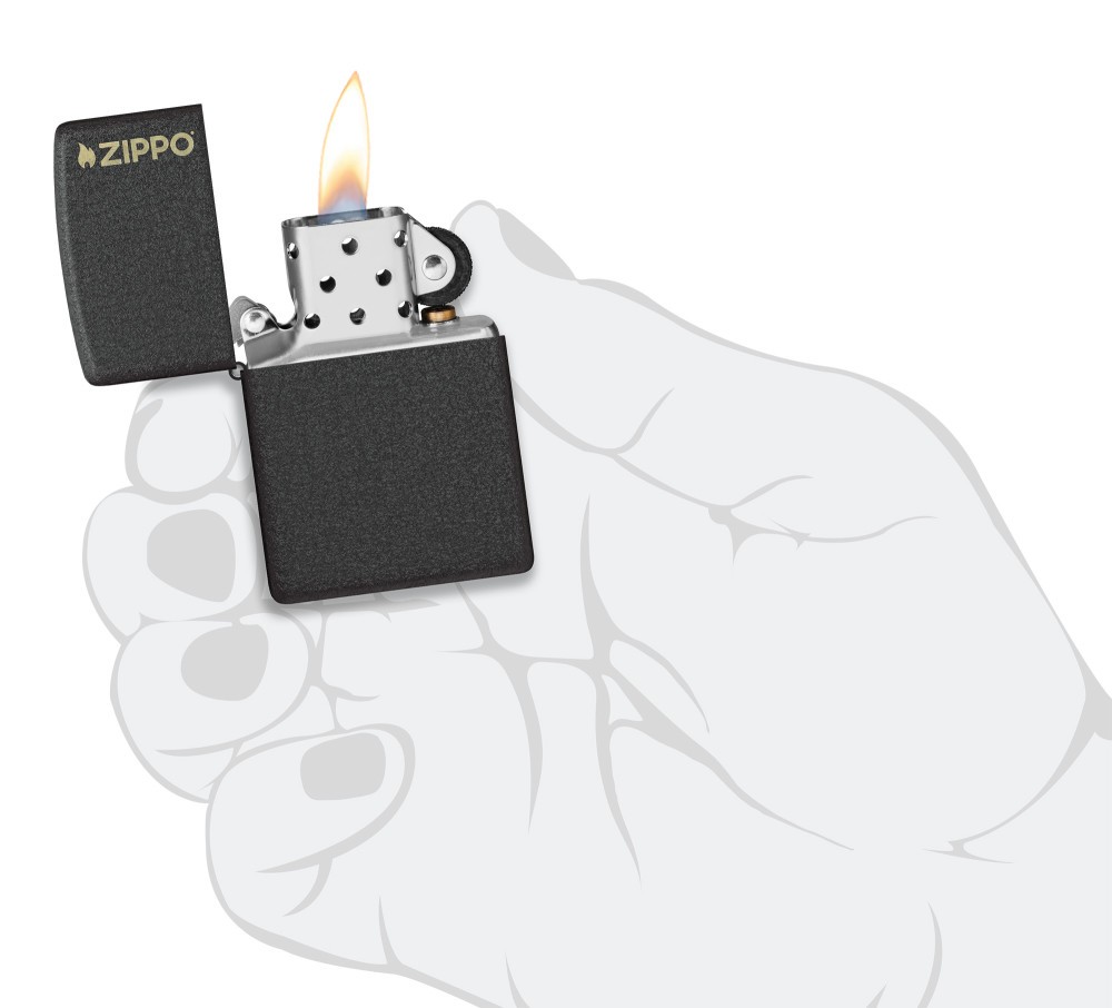 Zippo Classic Black Crackle® Zippo Logo Windproof Pocket Lighter, 236ZL