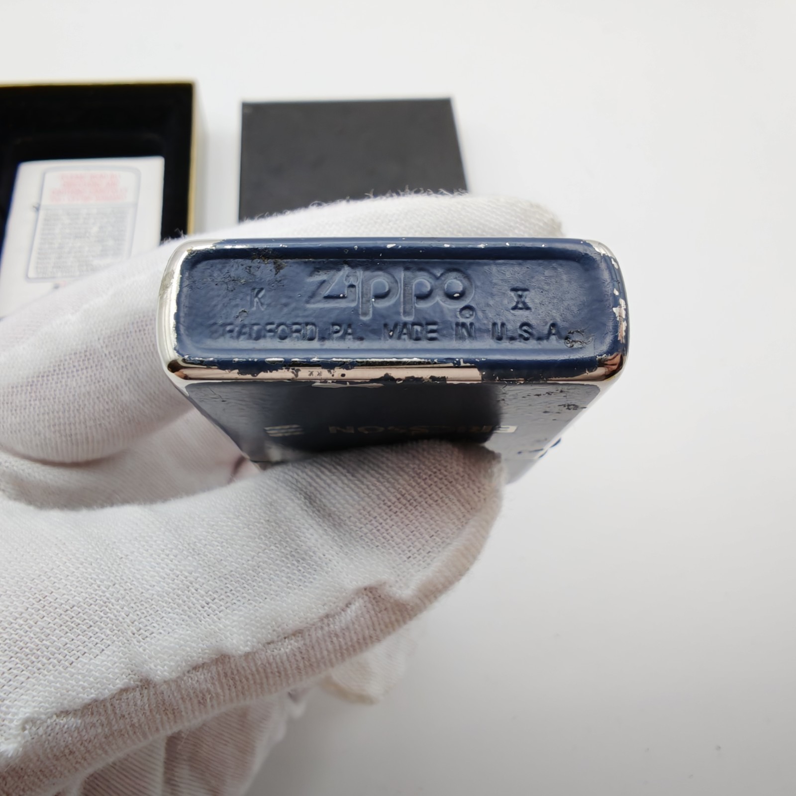 Zippo Ericsson Telecom Advertising Lighter Blue USA 2000 w/ Box Sparks READ