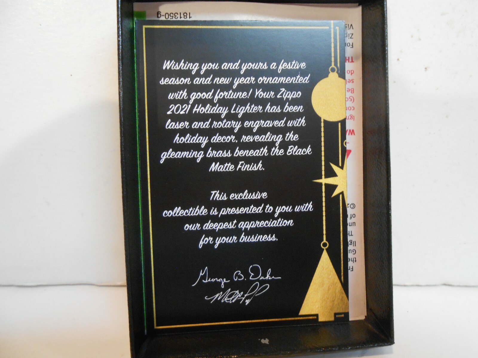 Zippo Christmas Season’s Greeting / Happy holiday Dealer Thank Lighter 2021