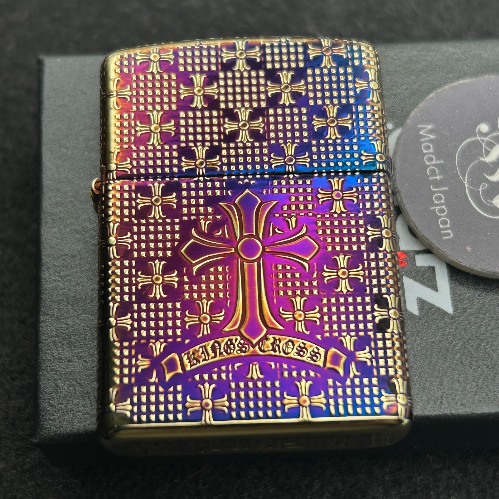 Zippo Armor Luxury Cross Aurora Gold 5 Sided Processing Brass Lighter