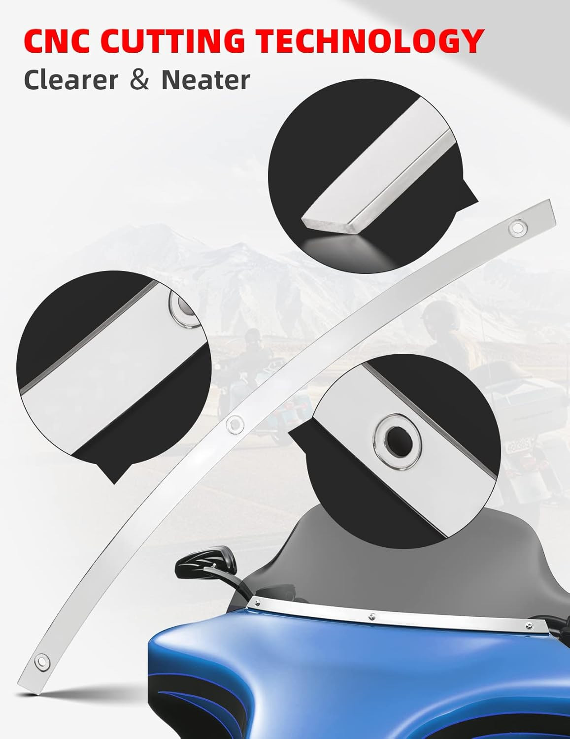 Polished Windshield Trim Chrome Compatible for Harley Davidson Touring Street Gl