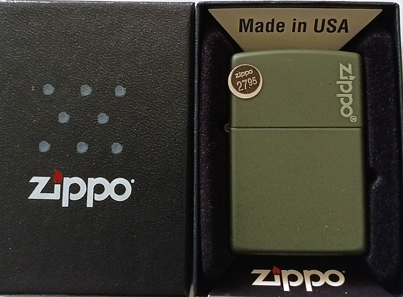 Zippo Classic Green Matte Finish Lighter, Zippo Logo, Full Size 221ZL/ #12
