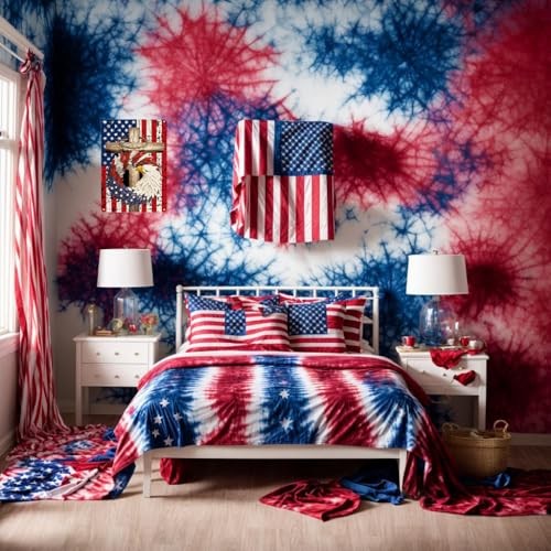 Patriotic Stars and Stripes USA Flag Tin Sign for Home Bedroom Man Cave Eagle