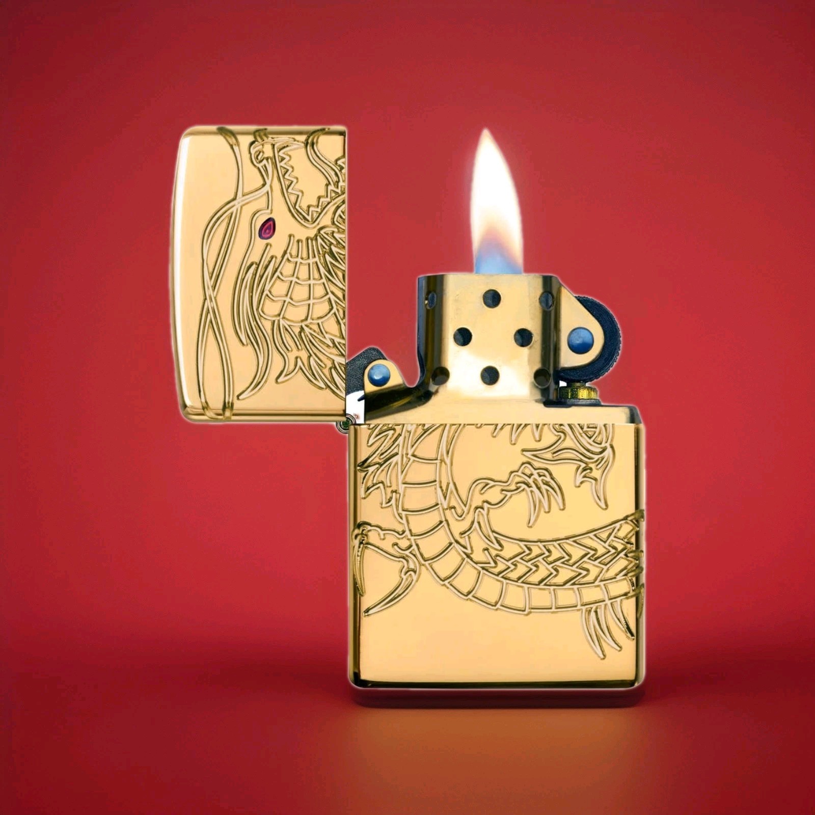 Zippo Lighter 29265 Chinese Dragon ARMOR 360⁰ MultiCut Engraving Gold Plated