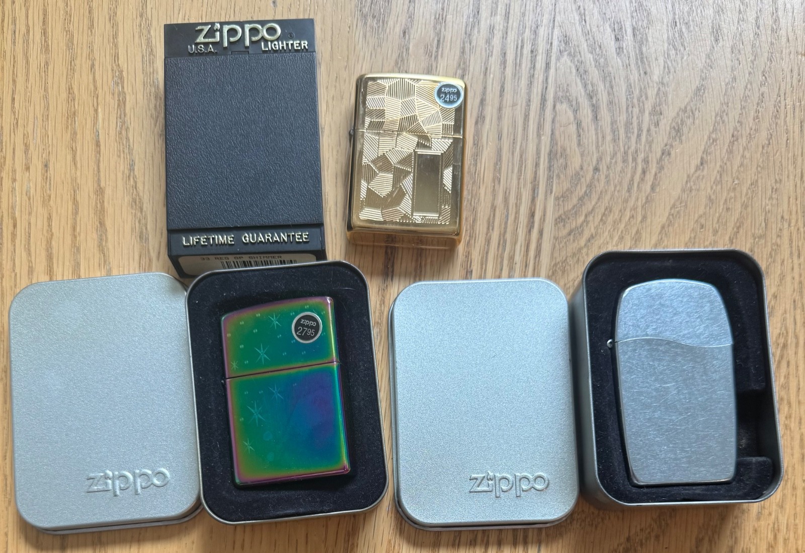 LOT OF 3 ZIPPO LIGHTERS IN BOXES