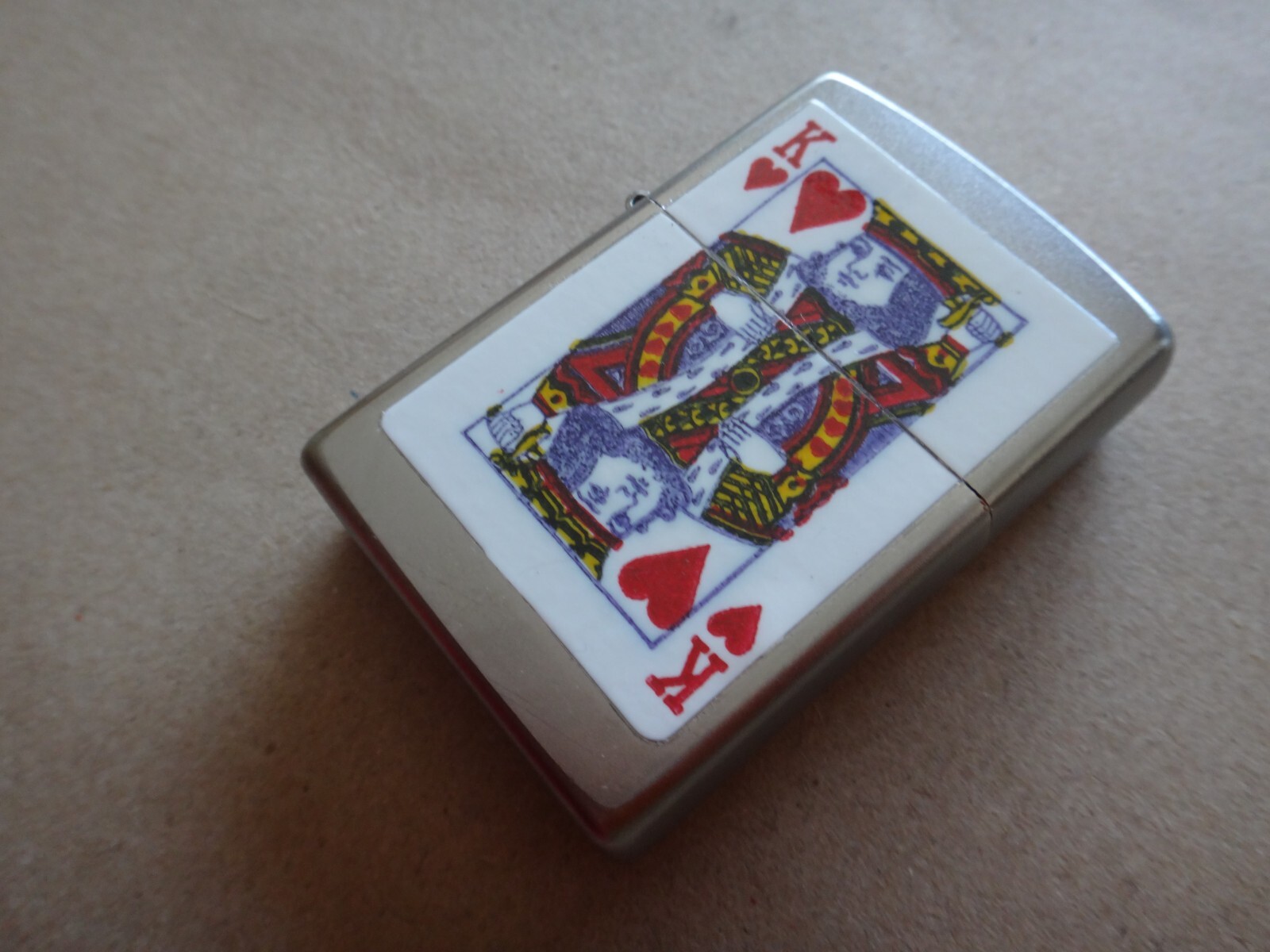 Year 2021 Satin Chrome Zippo Lighter KING OF HEART Decal Sticker (Never Used)