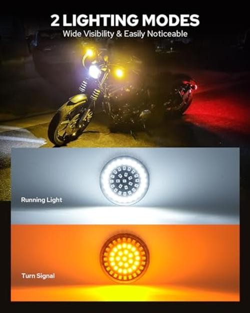 1157 LED Front Turn Signal Light 2″ Bullet Smoke Lens Cover Kit Compatible