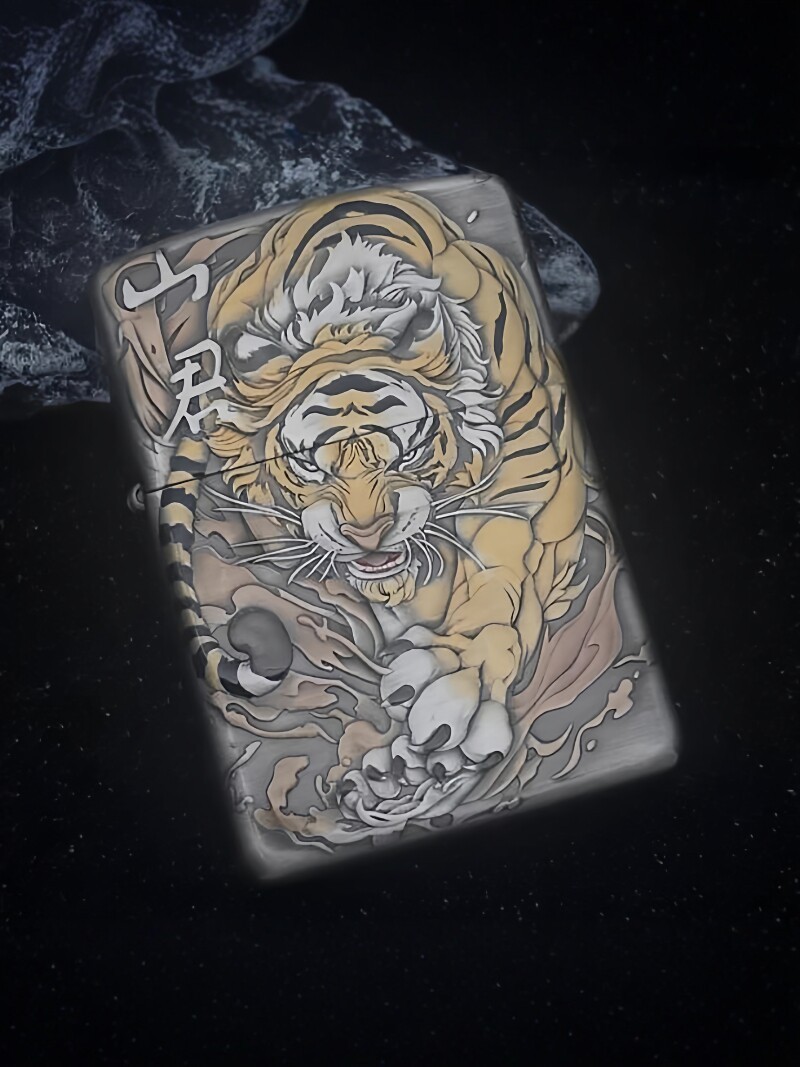Cool Tiger Relief Smoked Silver Zippo Armor Collectible Gift For Men