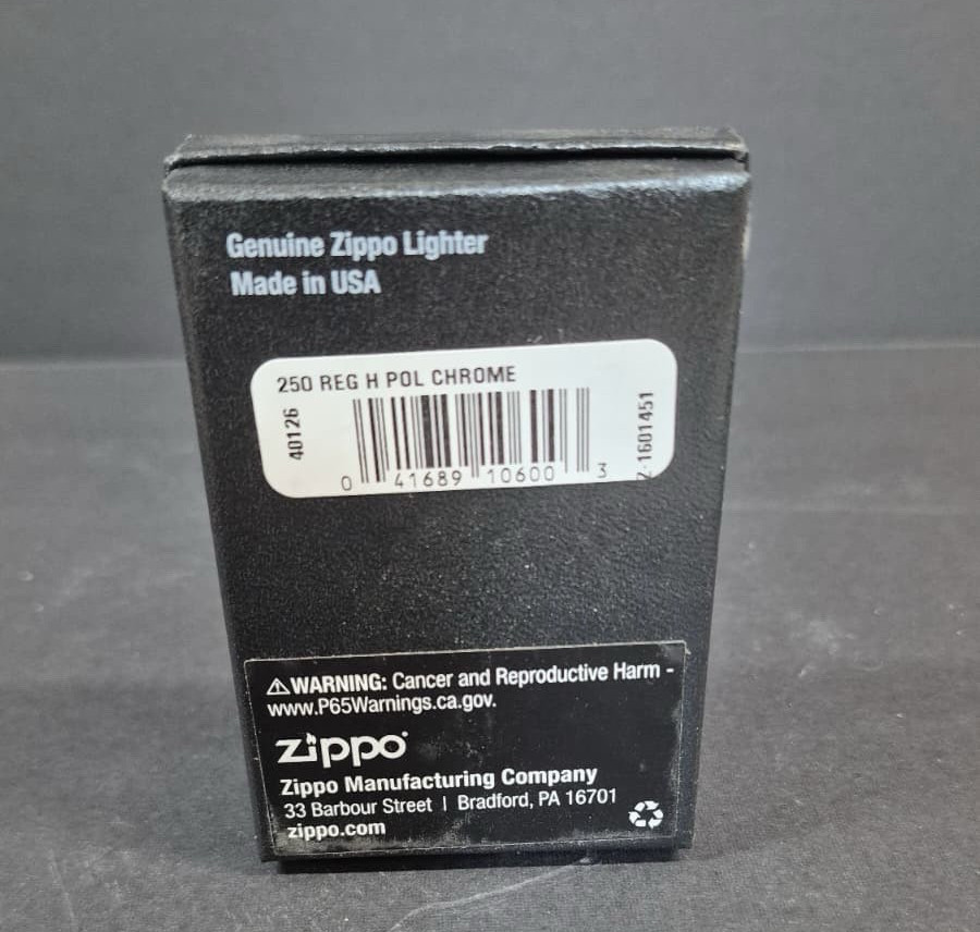 Zippo 250 Classic High Polish Chrome Pocket Lighter Engraved Gentile w/ box
