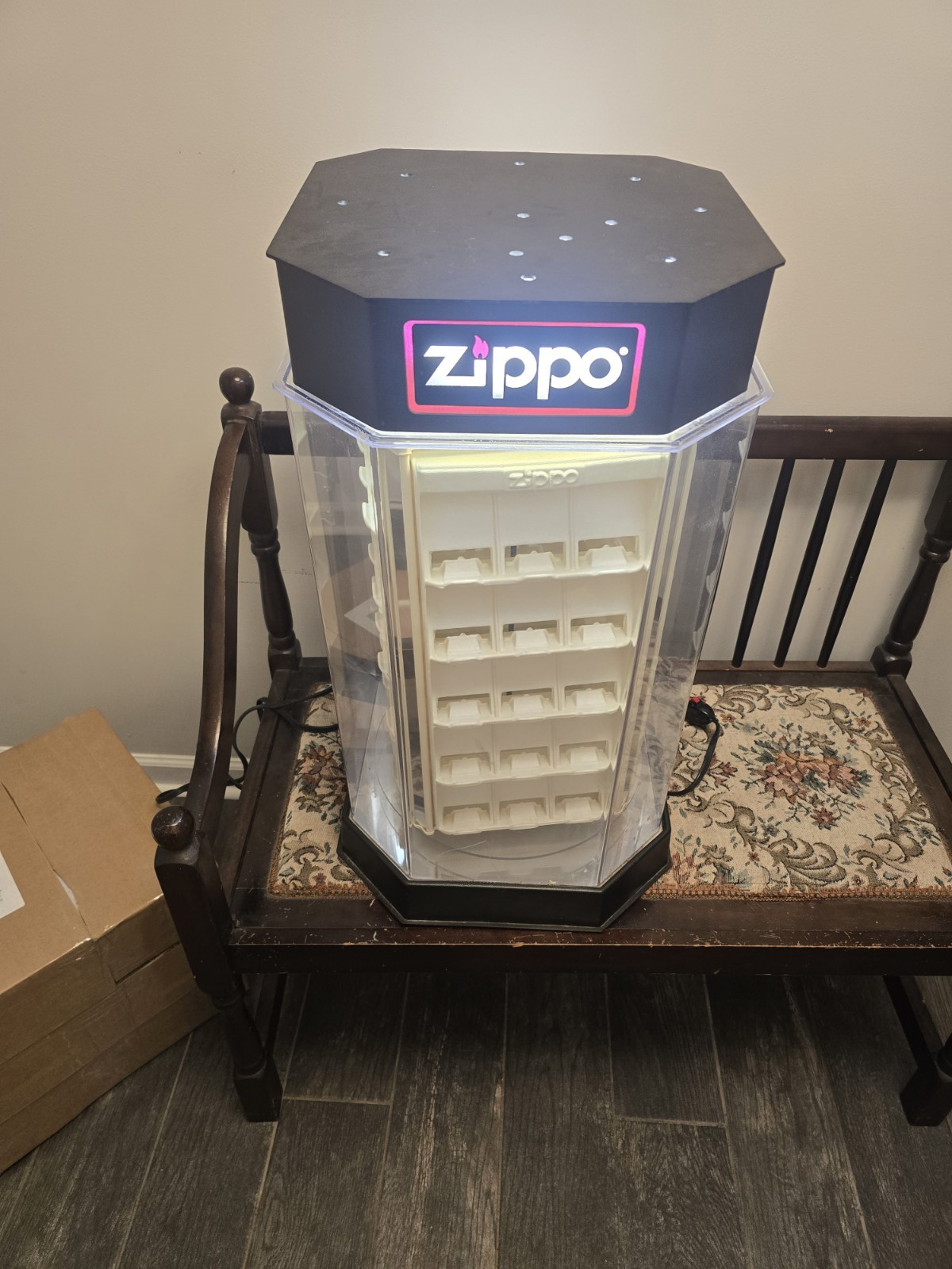 Zippo Lighter Store Advertising Rotating Light Up Display Case Holds 60 W/key