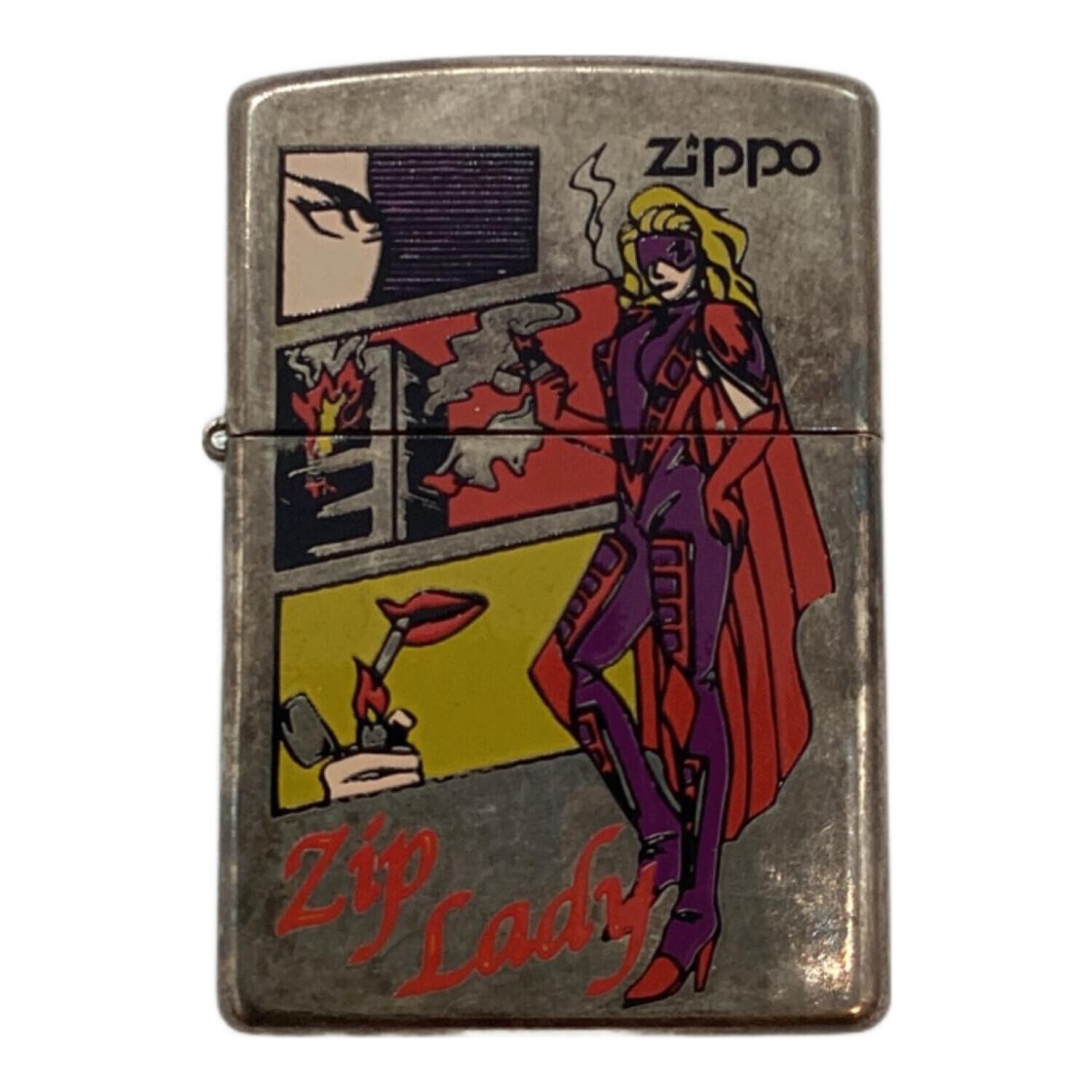 Vintage Zippo 1997 Zip Lady Comic Style Design Oil Lighter