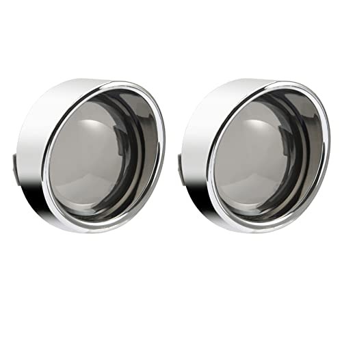 Smoke Turn Signal Lens Cover 2″ Bullet Visor-Style Chrome chrome & smoke