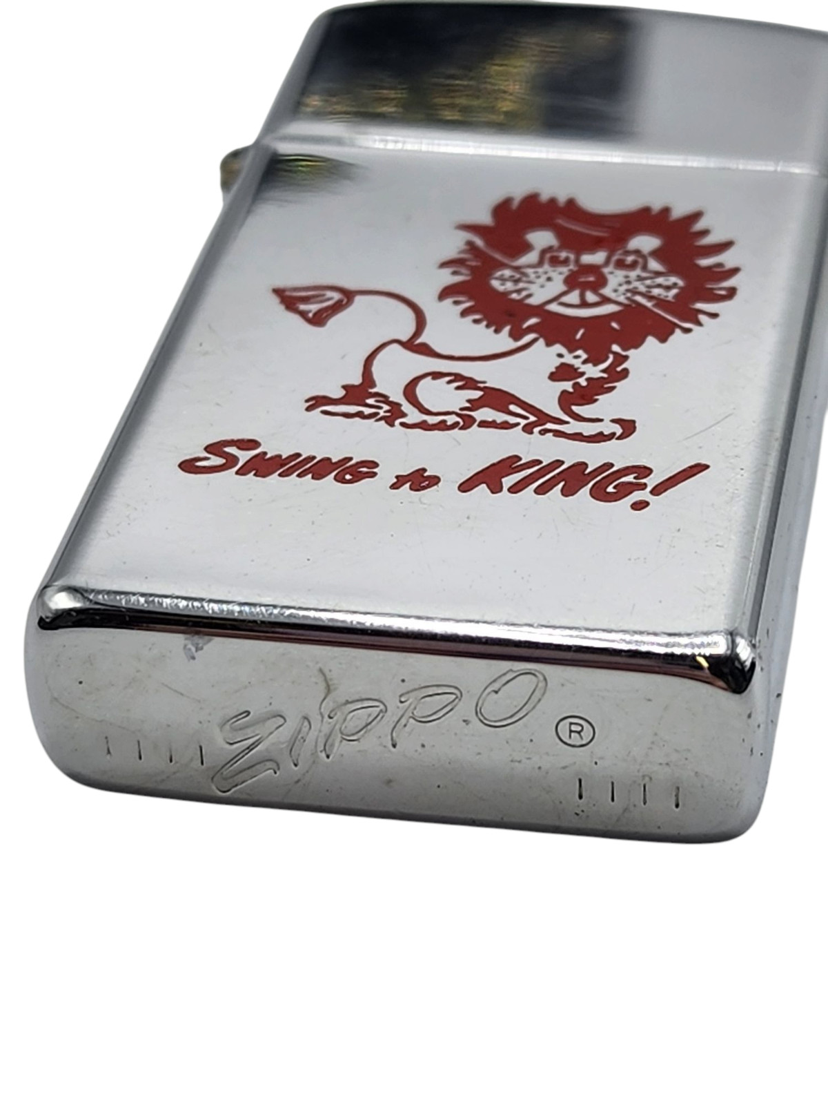 1966 Ultra Rare Zippo Slim Lighter SWING TO KING Lion Music Vintage