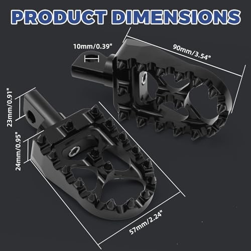 CNC Wide Foot Pegs, MX Foot Pegs 360° Adjustable Chopper Bobber Style Fit Black