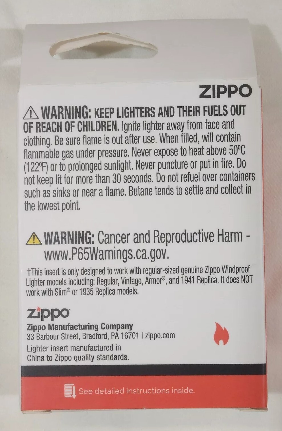 Zippo Butane Lighter Insert – Yellow Flame ☆ NEW ☆