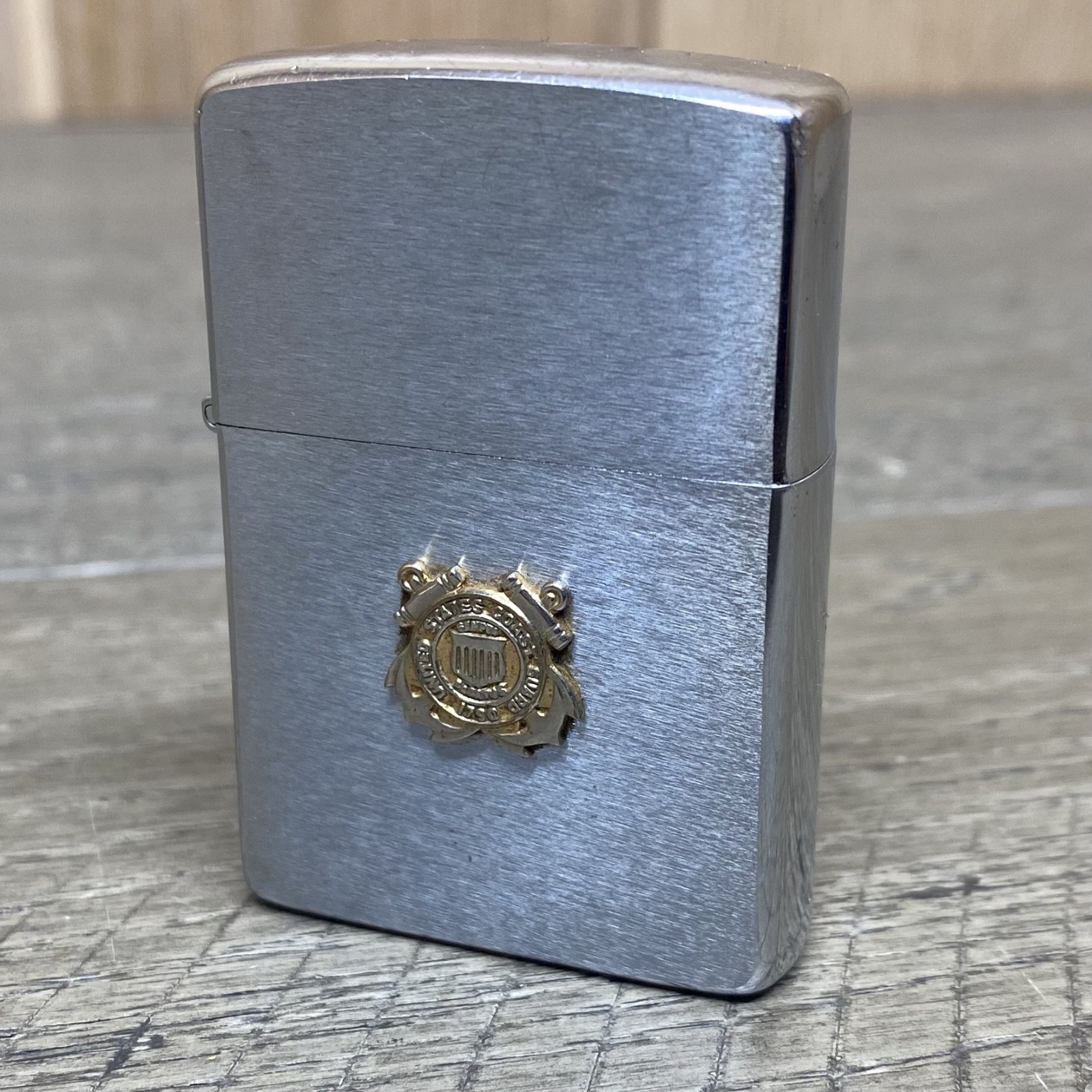 Vintage Zippo Lighter Brushed Chrome US Coast Guard Emblem Military Collectible
