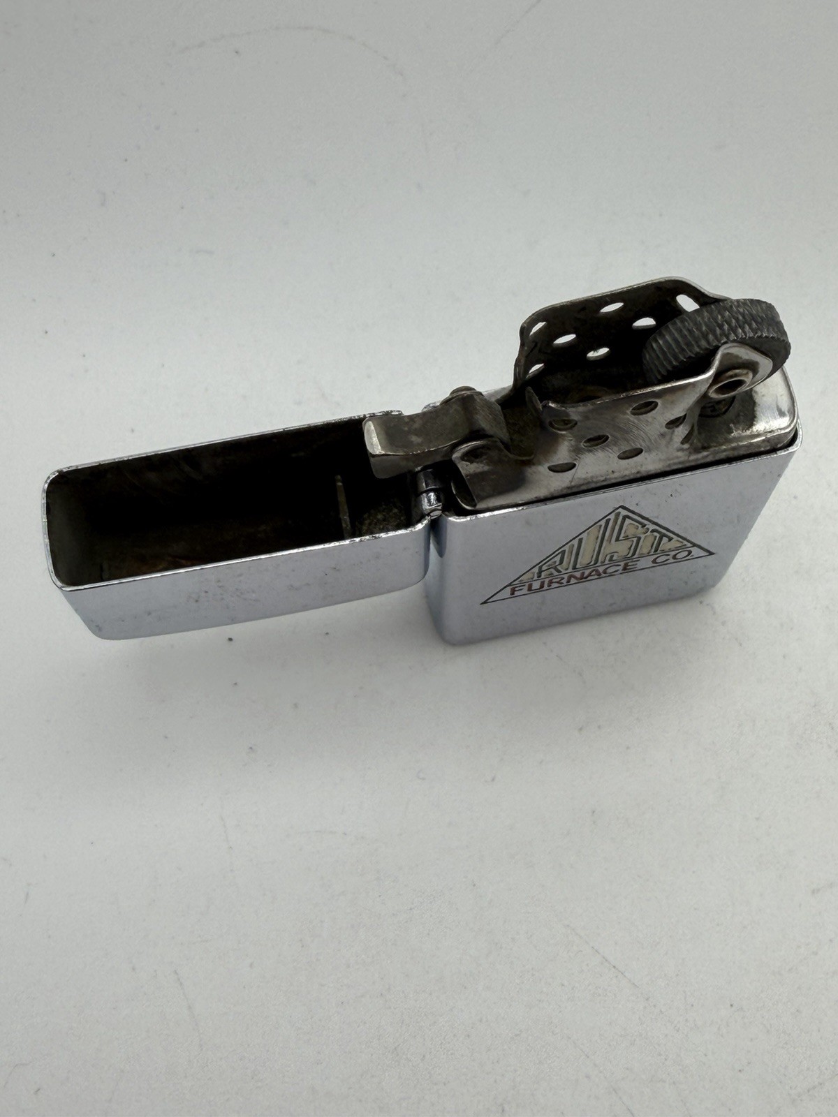 Vintage 1958 Rust Furnace Advertising HP Chrome Slim Zippo Lighter B29