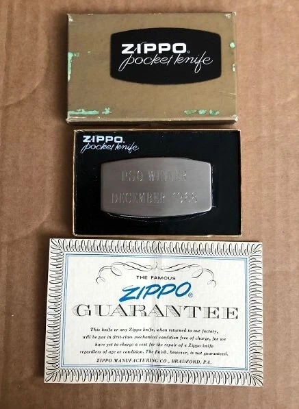 Vintage 1968 Zippo USA Promotional Metal File Tool w/ Box & Guarantee