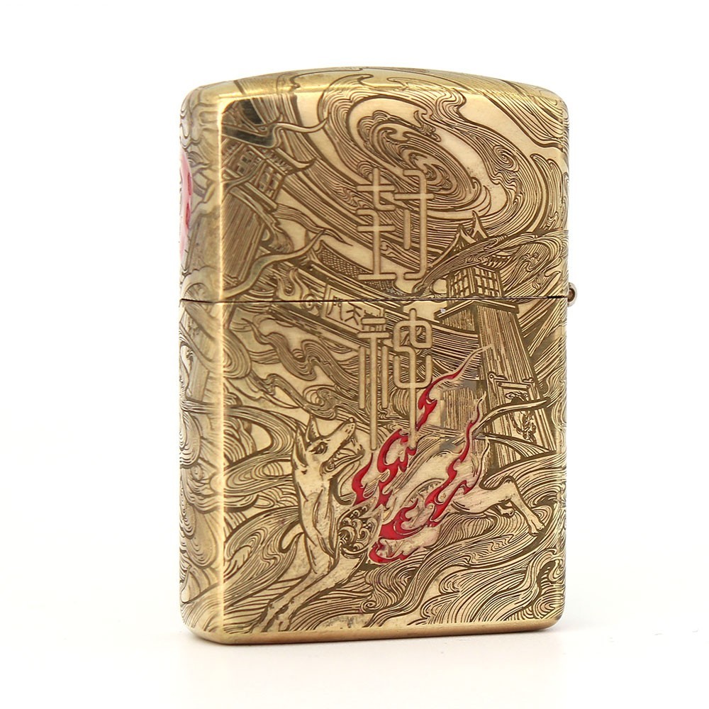 Zippo lighter 168 Armor Custom/ Full Sides Engraving & Painting Lunatic Samurai