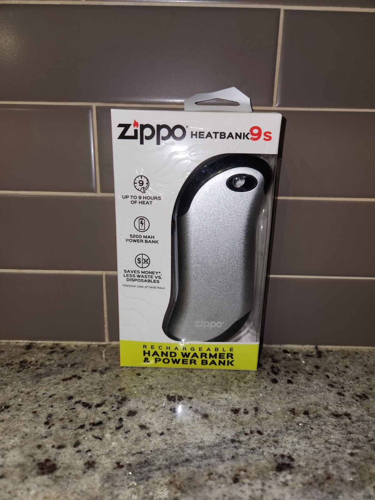 ZIppo HeatBank 9s, Rechargeable Hand Warmer / Power Bank, 40619, Gray, New