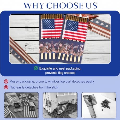 12 Pcs Small American Flags On Stick,4th of July Decorations Small USA Flag