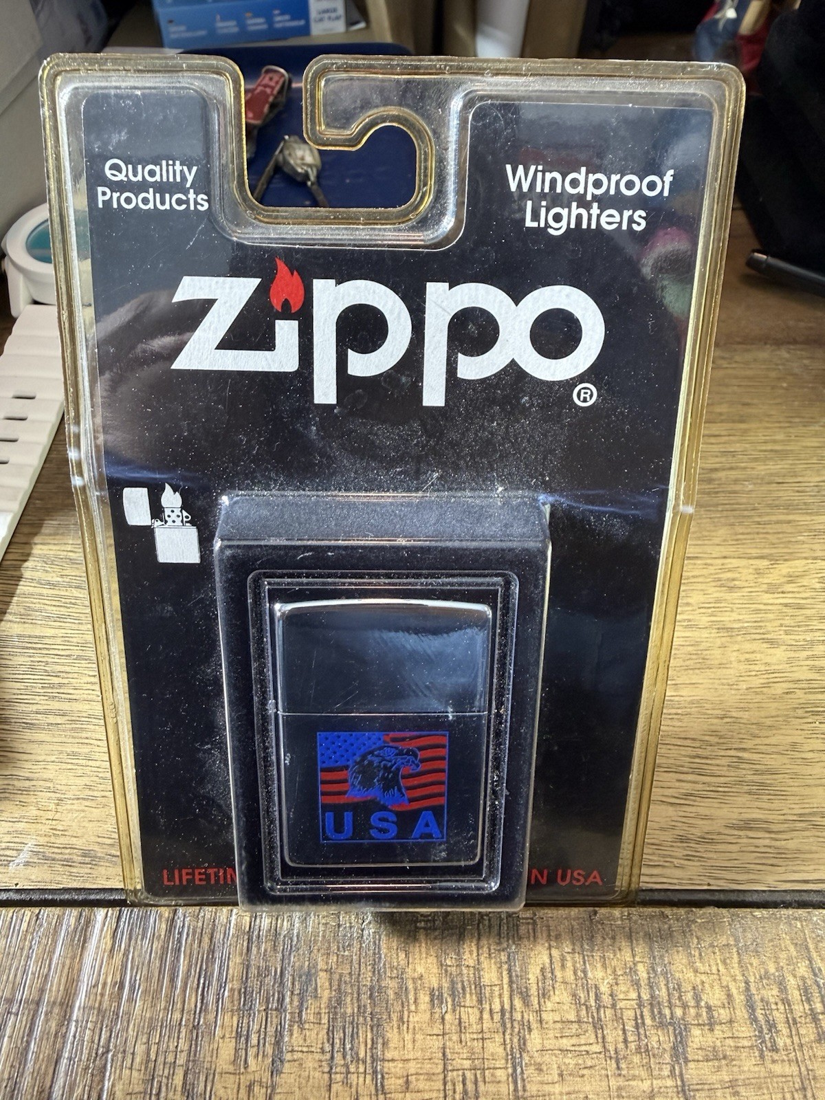 Zippo 2001 573 USA Eagle On Flag Lighter New Sealed In Plastic