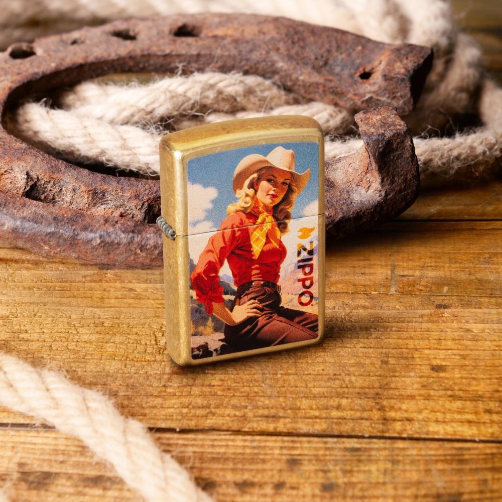 Zippo Rancher Design Street Brass Windproof Pocket Lighter, 46248