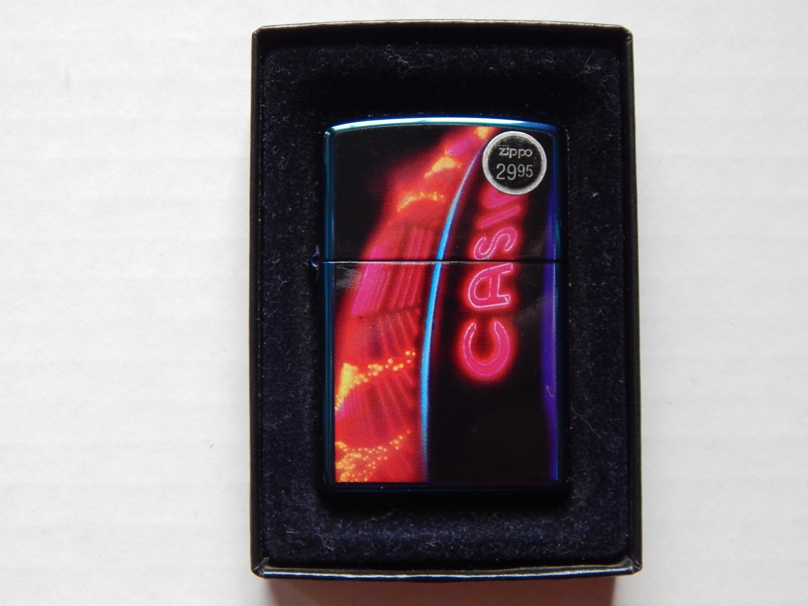 2005 Zippo LUCK BE A LIGHTER Casino Metallic Blue NEW UNUSED w/ Seal #21093