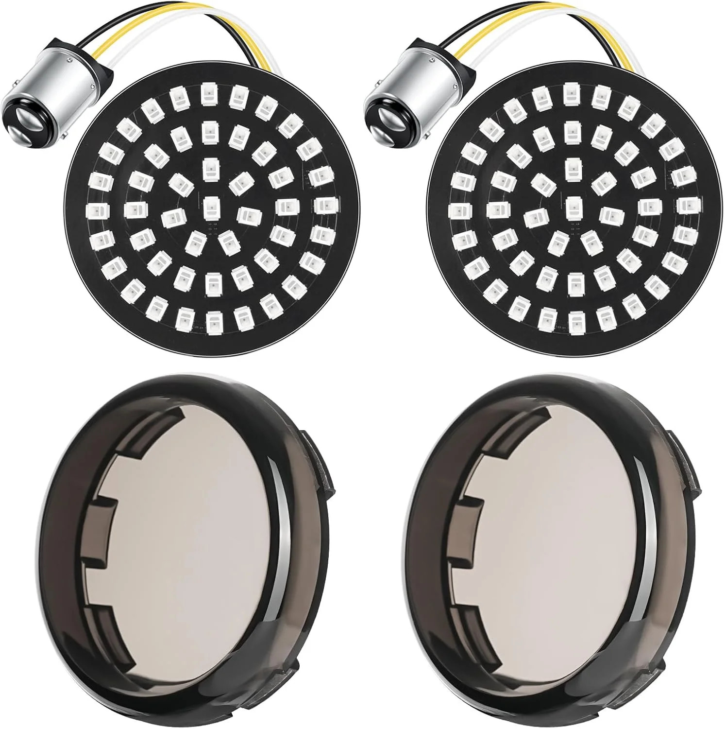 PBYMT New 1157 LED Motorcycle Rear Turn Signals Bulbs 2 Inch Bullet Lights with
