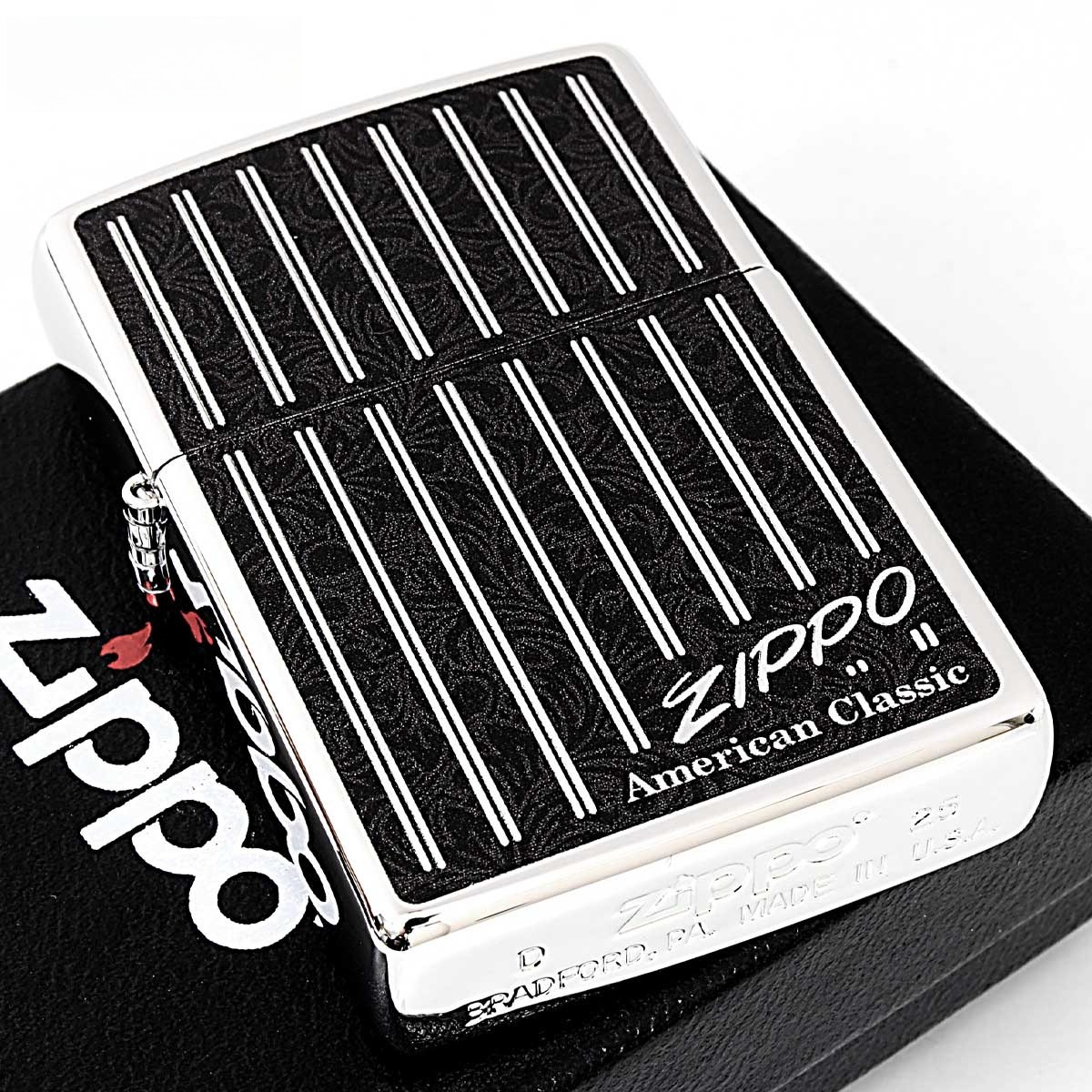 Zippo Lighter CASE ONLY American Classic Stripe ZIPPO Logo